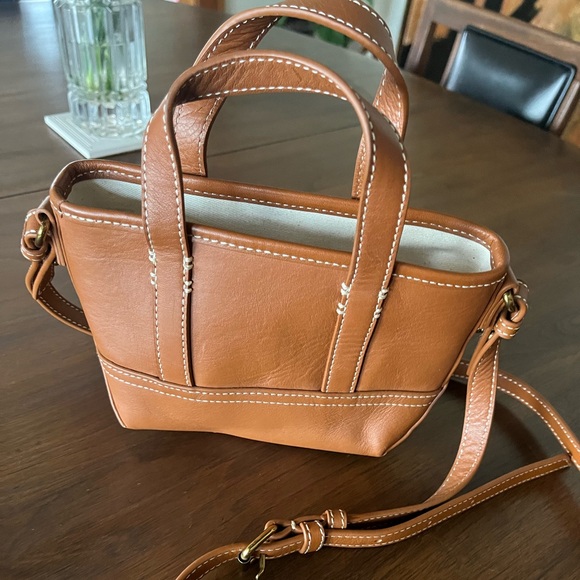 J. Crew Mini Montauk Crossbody Tote in Tan leather NWT - Picture 3 of 12